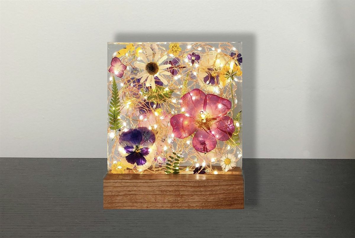 Pressed Flowers in Resin with Lights Night Light Decor Paint  Sip Art Akron