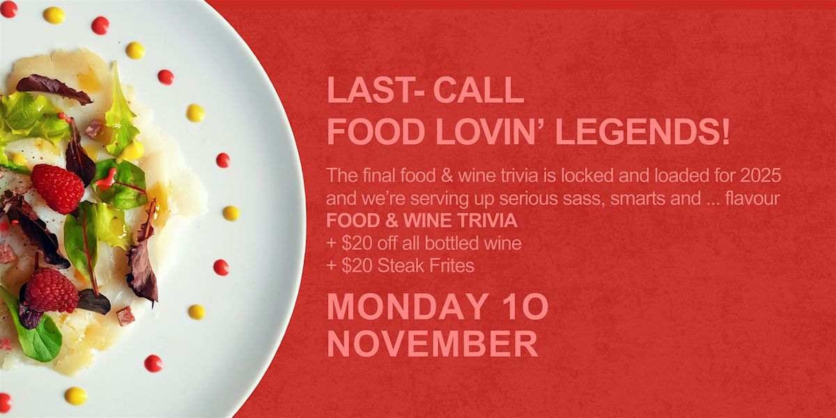 Tasty Trivia, Sydney's only food & wine trivia quiz!