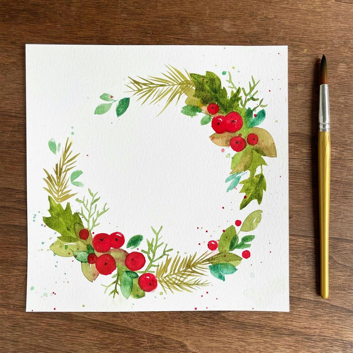 Watercolor Workshop:  Winter Wreath