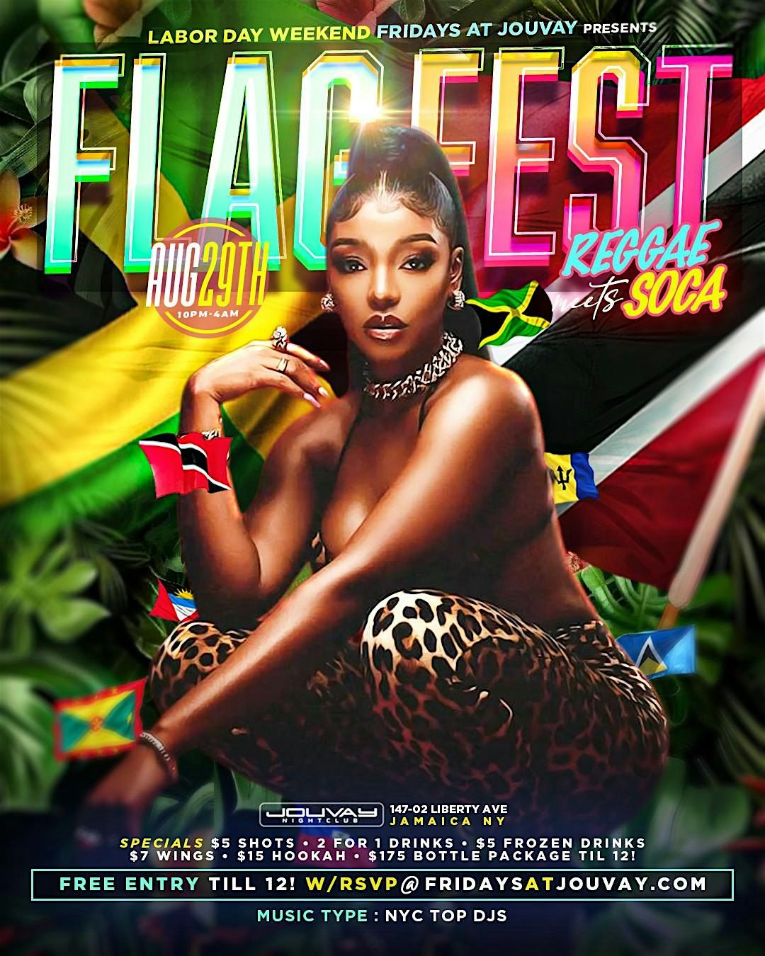 Aug 29th Flag fest Reggae vs soca  @ Jouvay Nightclub.