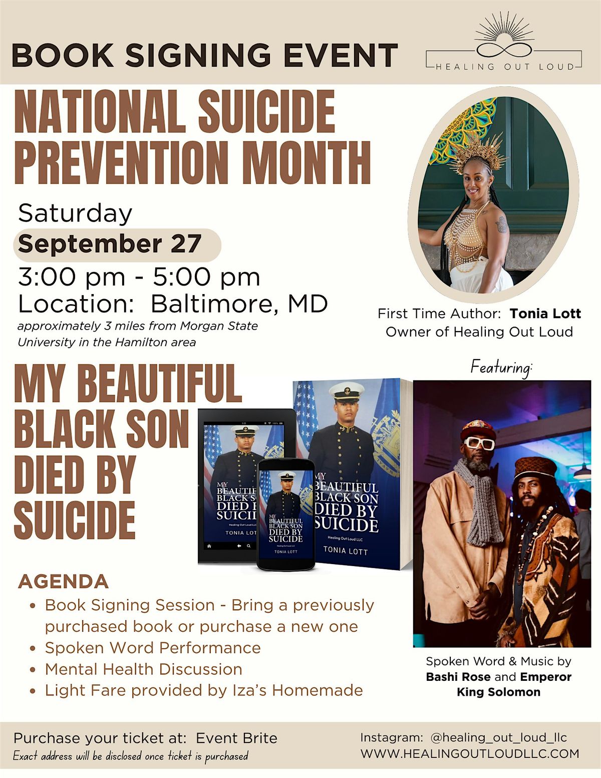 Book Signing Event- My Beautiful Black Son died by Suicide