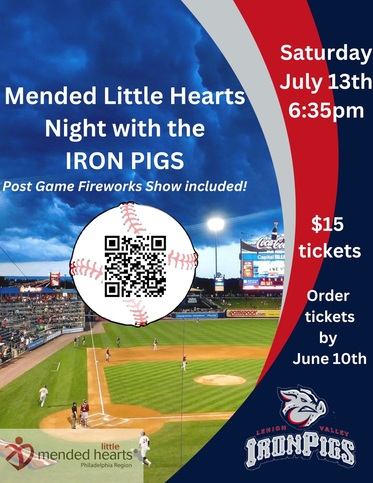 Mended Little Hearts Philadelphia Night Out at the Iron Pigs