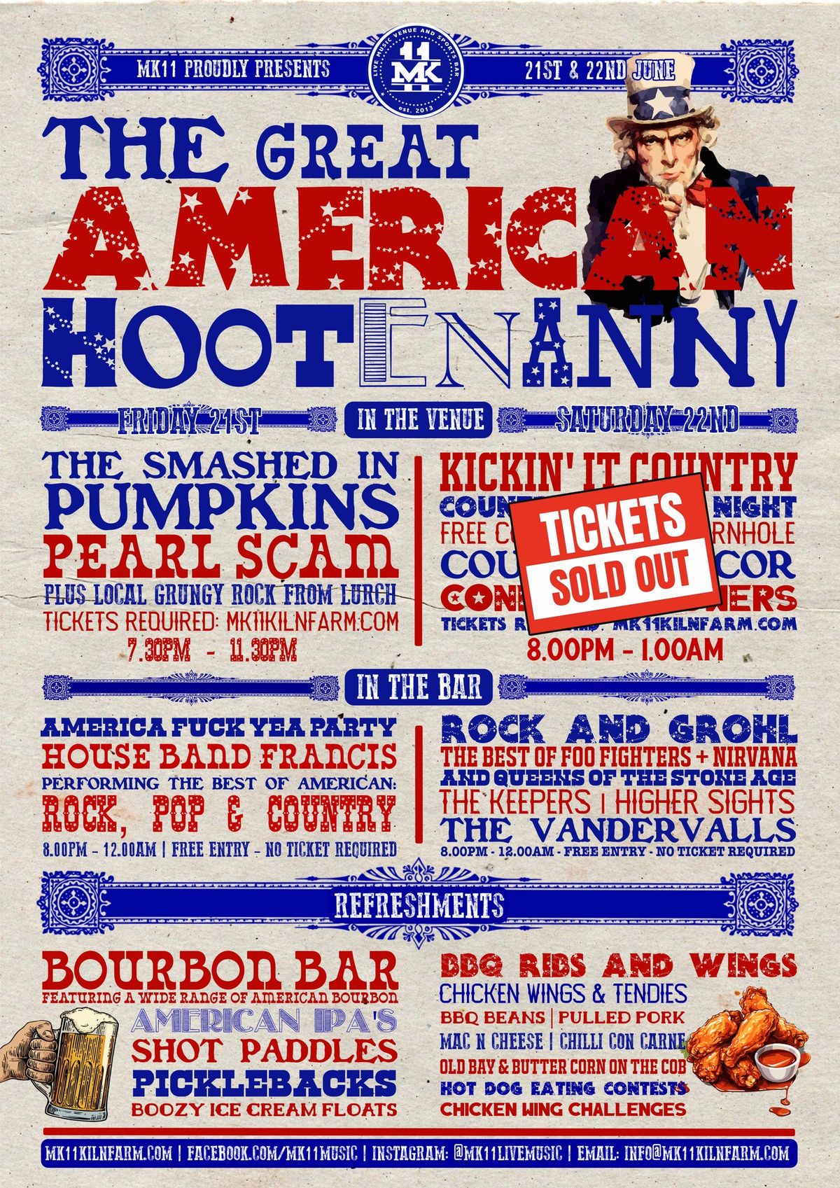 The Great American Hootenanny | American Music, Food & Drinks @ MK11 | 21st & 22nd June