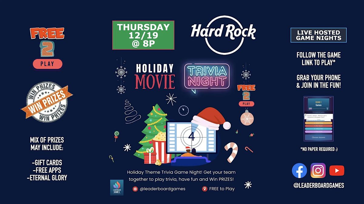 HOLIDAY MOVIES Theme Trivia | Hard Rock Cafe - New Orleans LA - THUR 12\/19