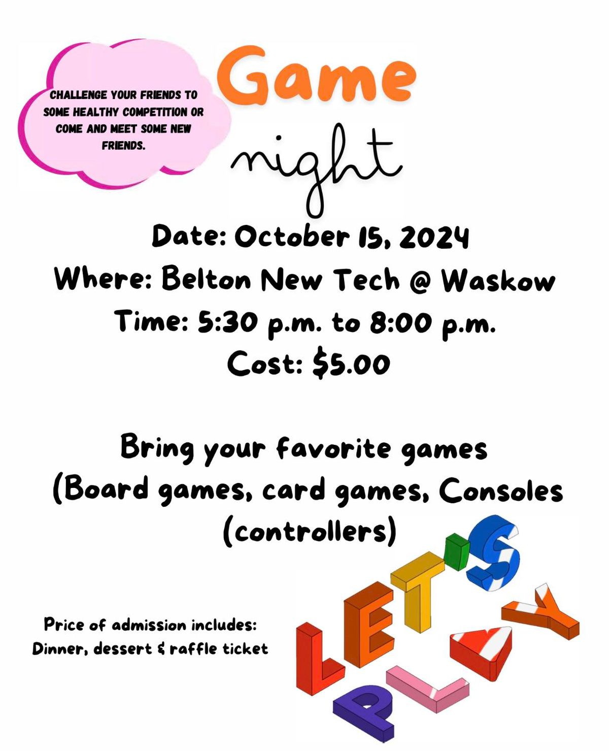 OCTOBER GAME NIGHT!