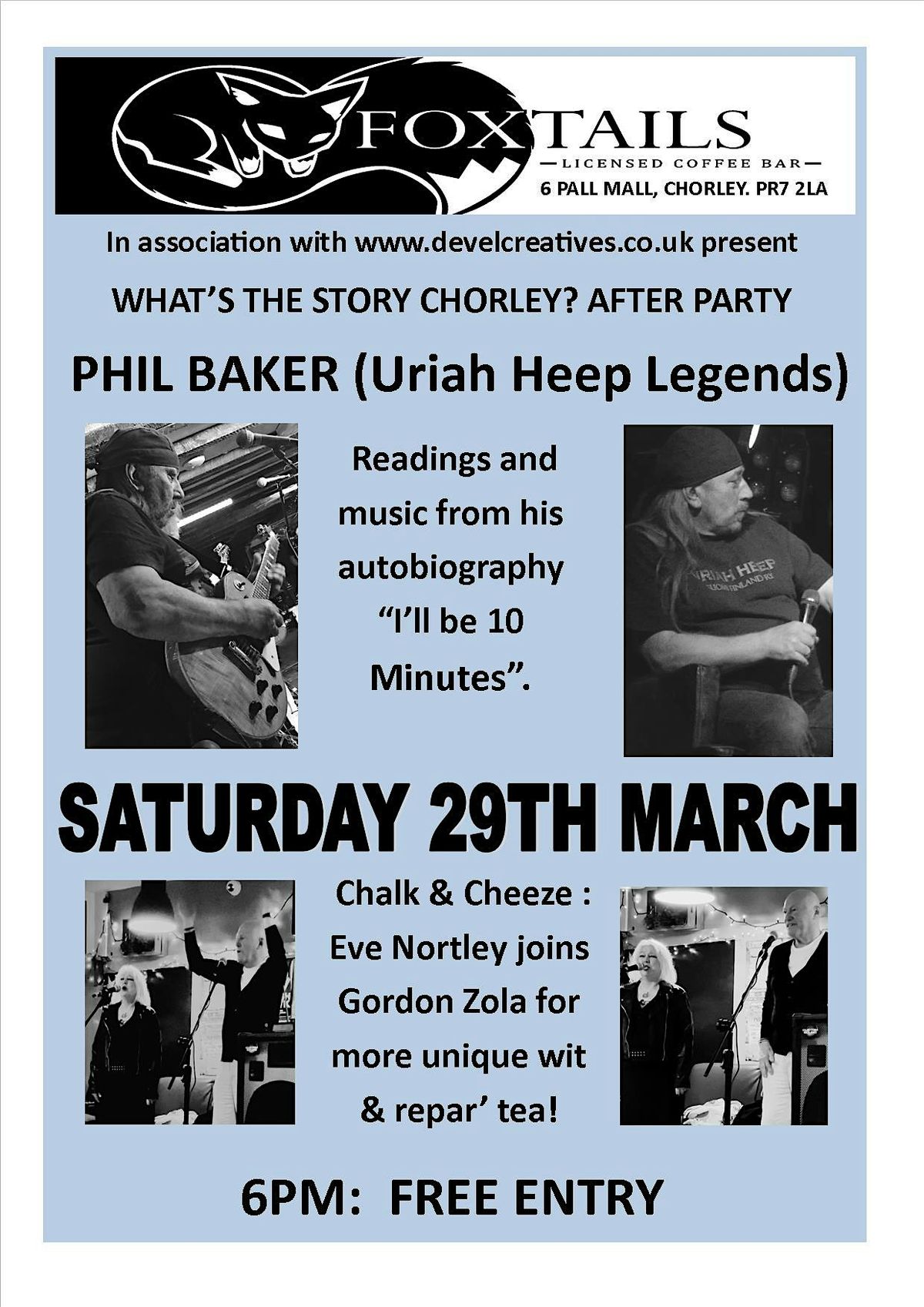 An evening with Phil Baker, Gordon Zola, Chalk & Cheeze