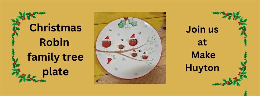 Christmas Robin Family tree pottery painting plate class