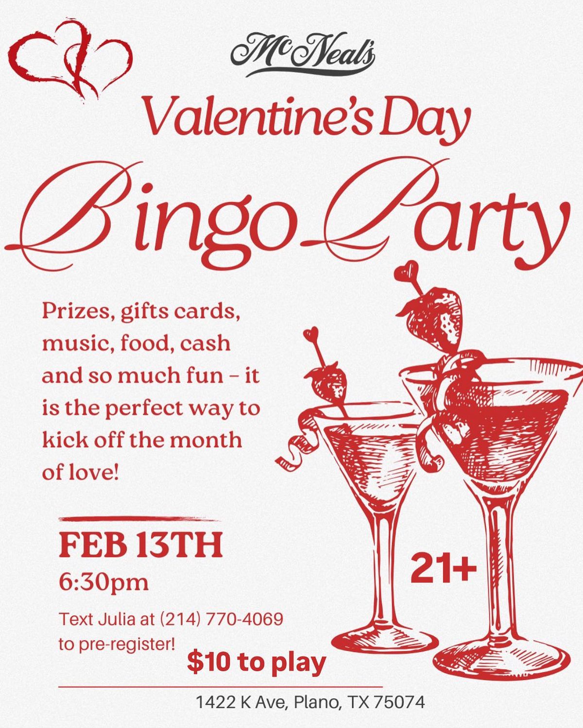 McNeal's Valentine's Day Bingo Party