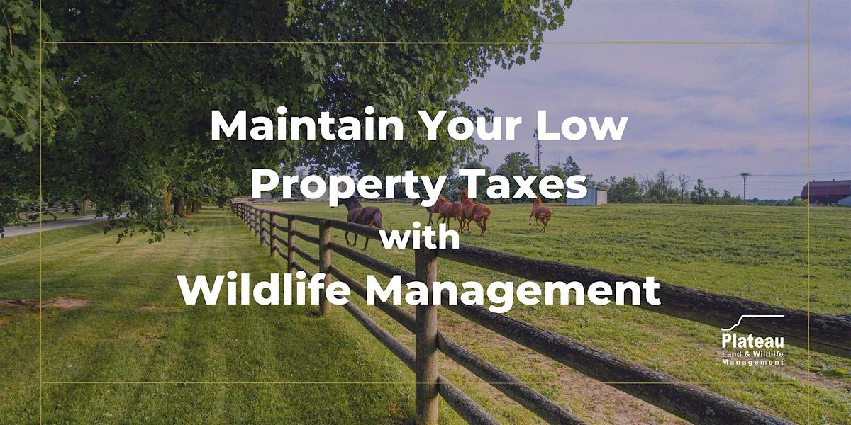 Maintain your Low Property Taxes with Wildlife Management - Kaufman