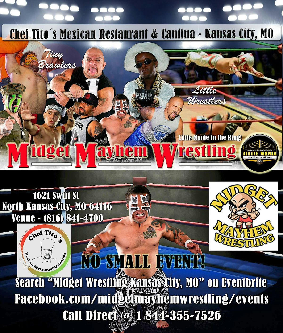 2 SHOWS: Midget Mayhem \/ LIttle Mania Wrestling Goes Wild! Kansas City 21+