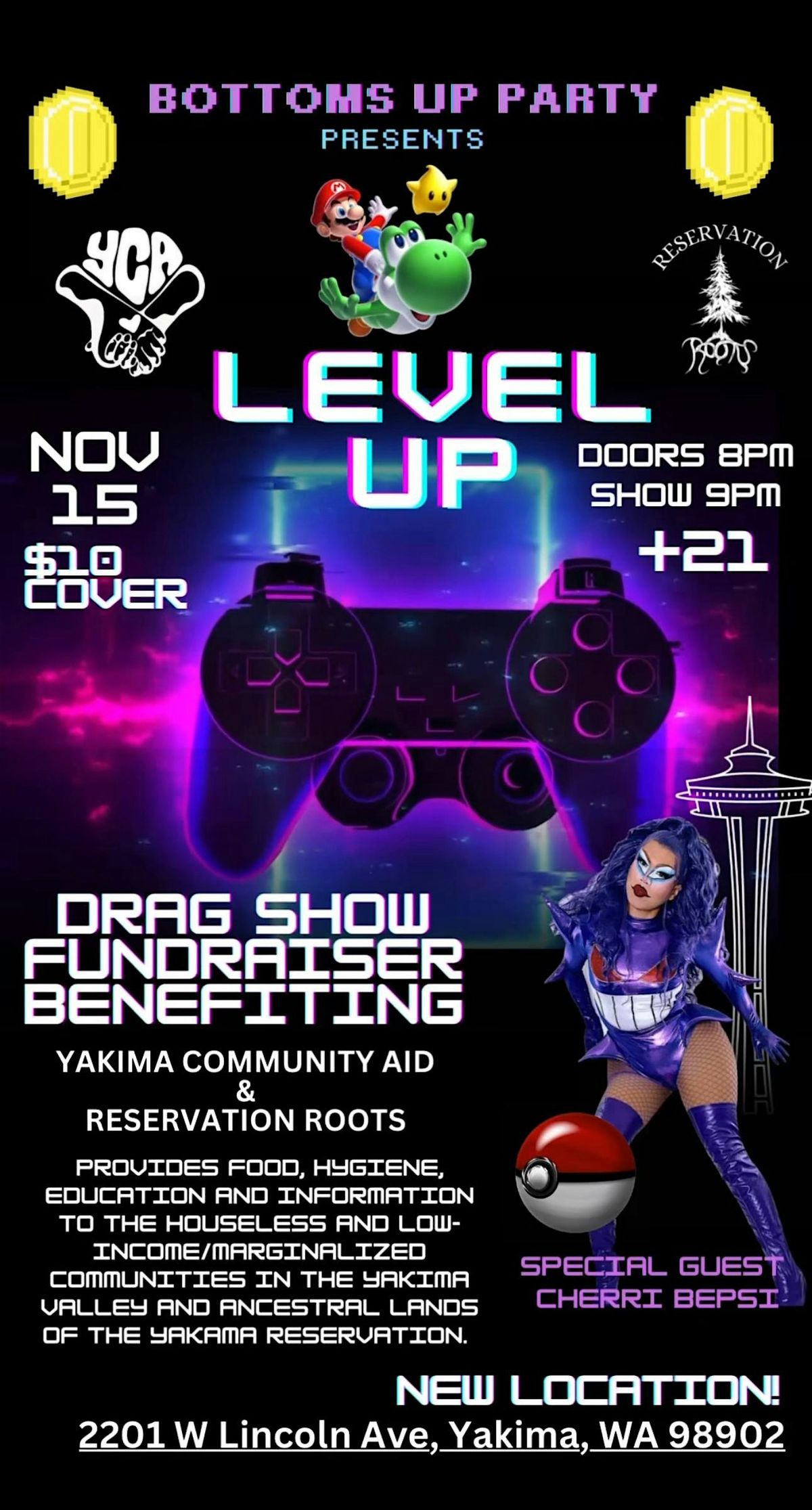 VIDEO GAME BENEFIT DRAG SHOW - BOTTOMS UP PARTY
