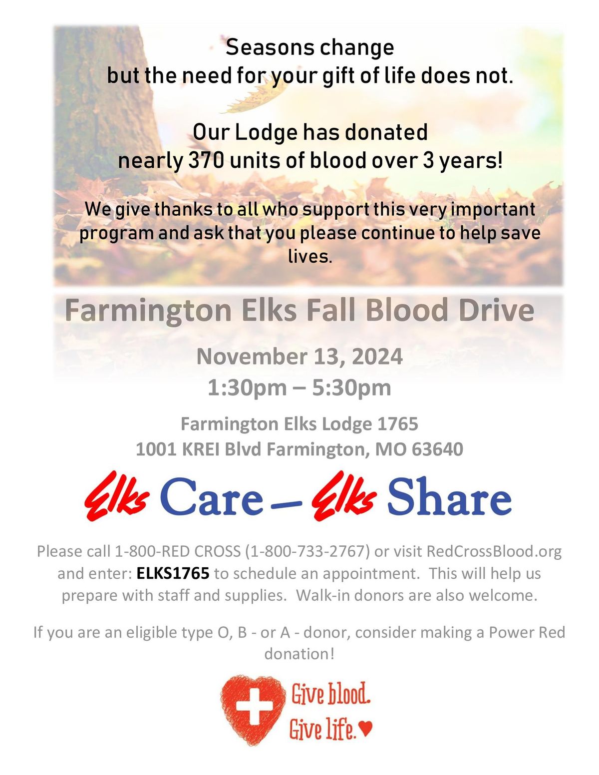 Farmington Elks Fall Blood Drive