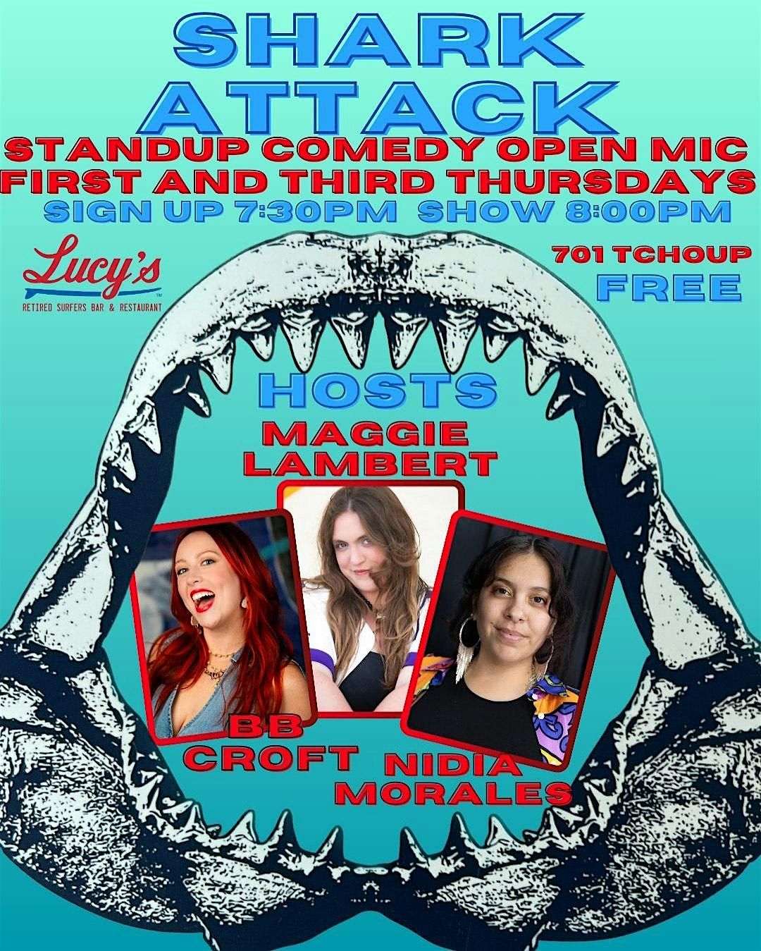 Shark Attack Open Mic at Lucy's Retired Surfer's Bar and Restaurant