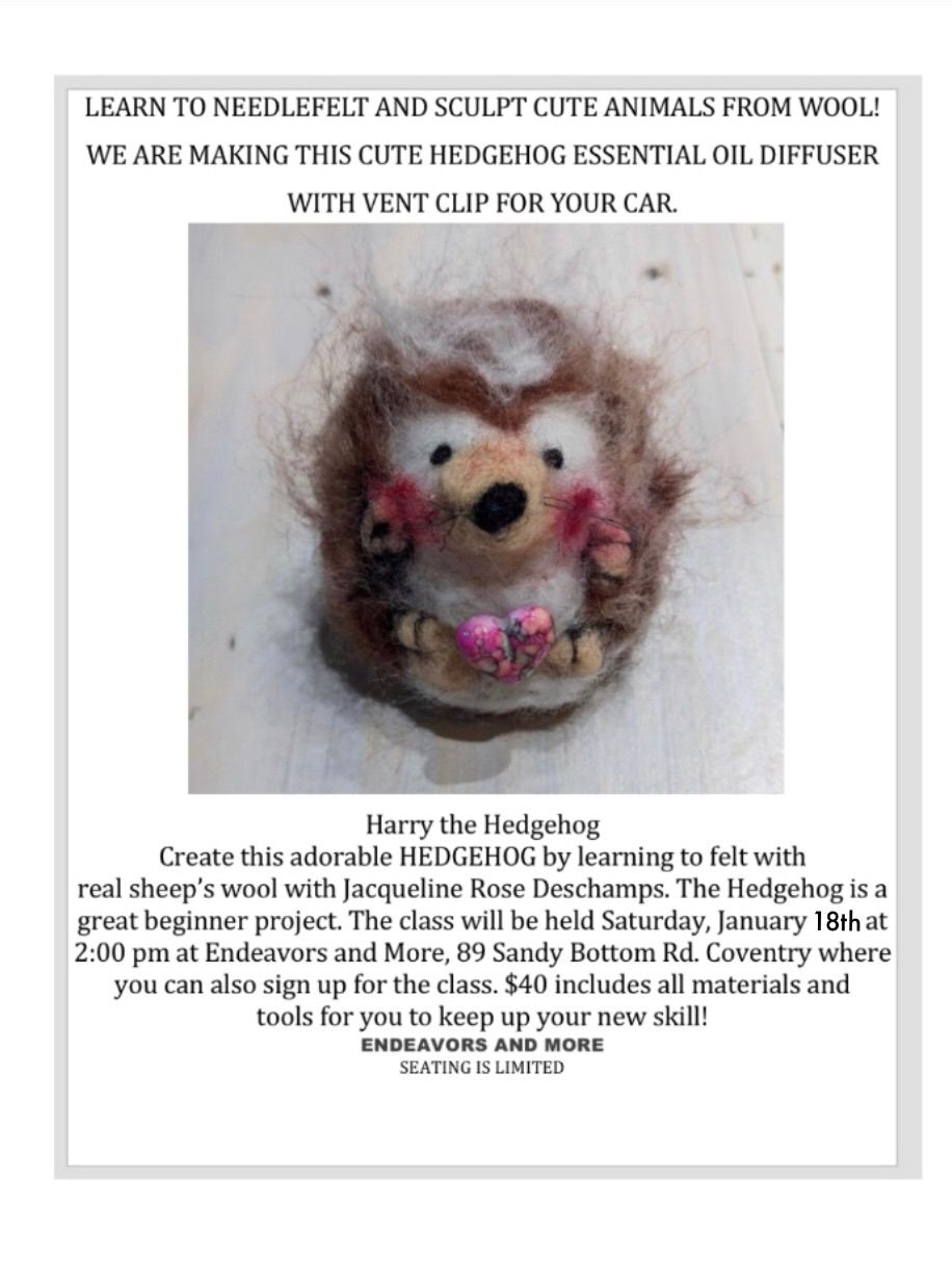 Hedgehog Felting Class with Jacqueline Rose Deschamps