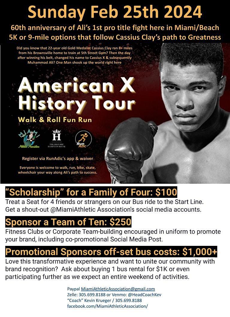 2025 Feb 23 Sunday American X History Tour of Miami Walk & Roll Fun Run