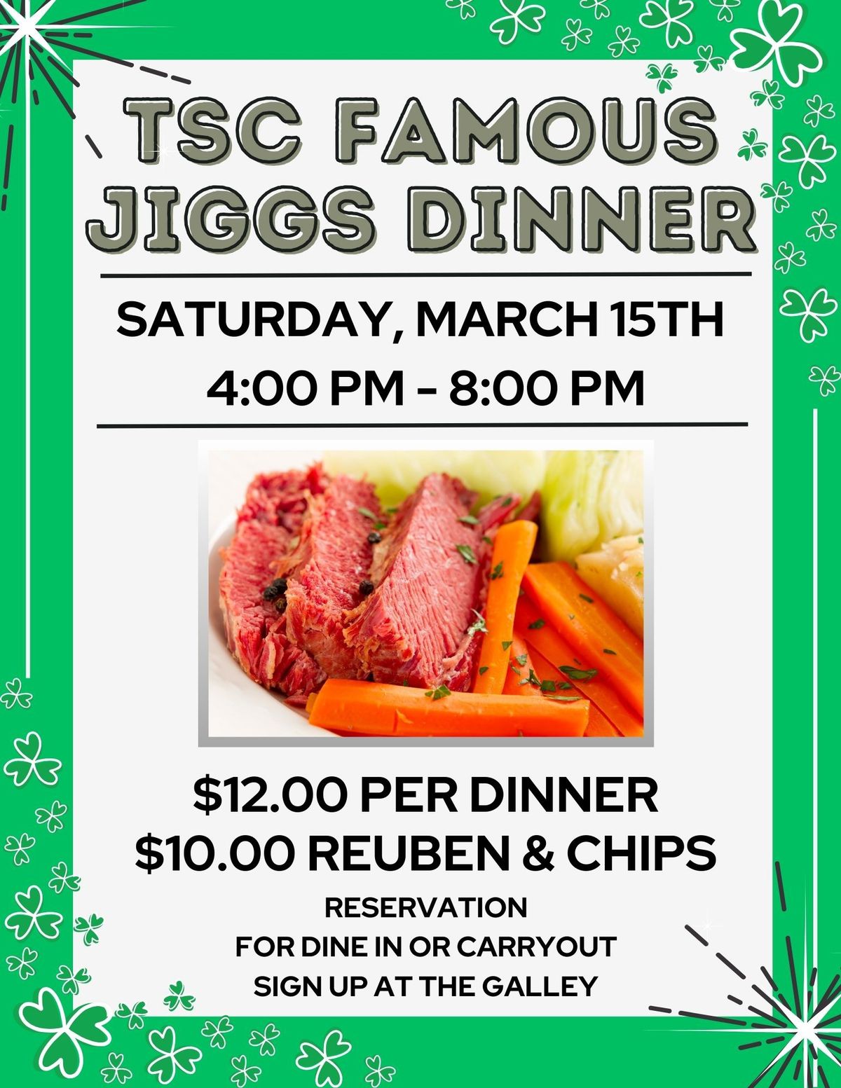 TSC Famous Jiggs Dinner - Reservation