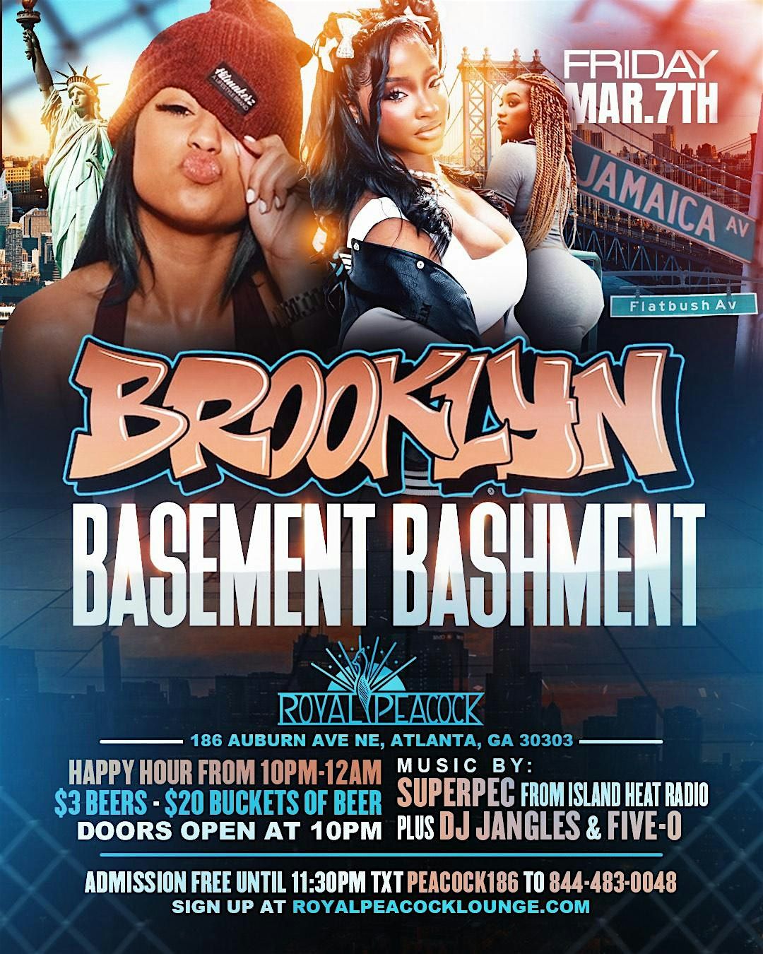 Brooklyn Basement Bashment @ Royal Peacock Lounge | Happy Hour 10pm-12am