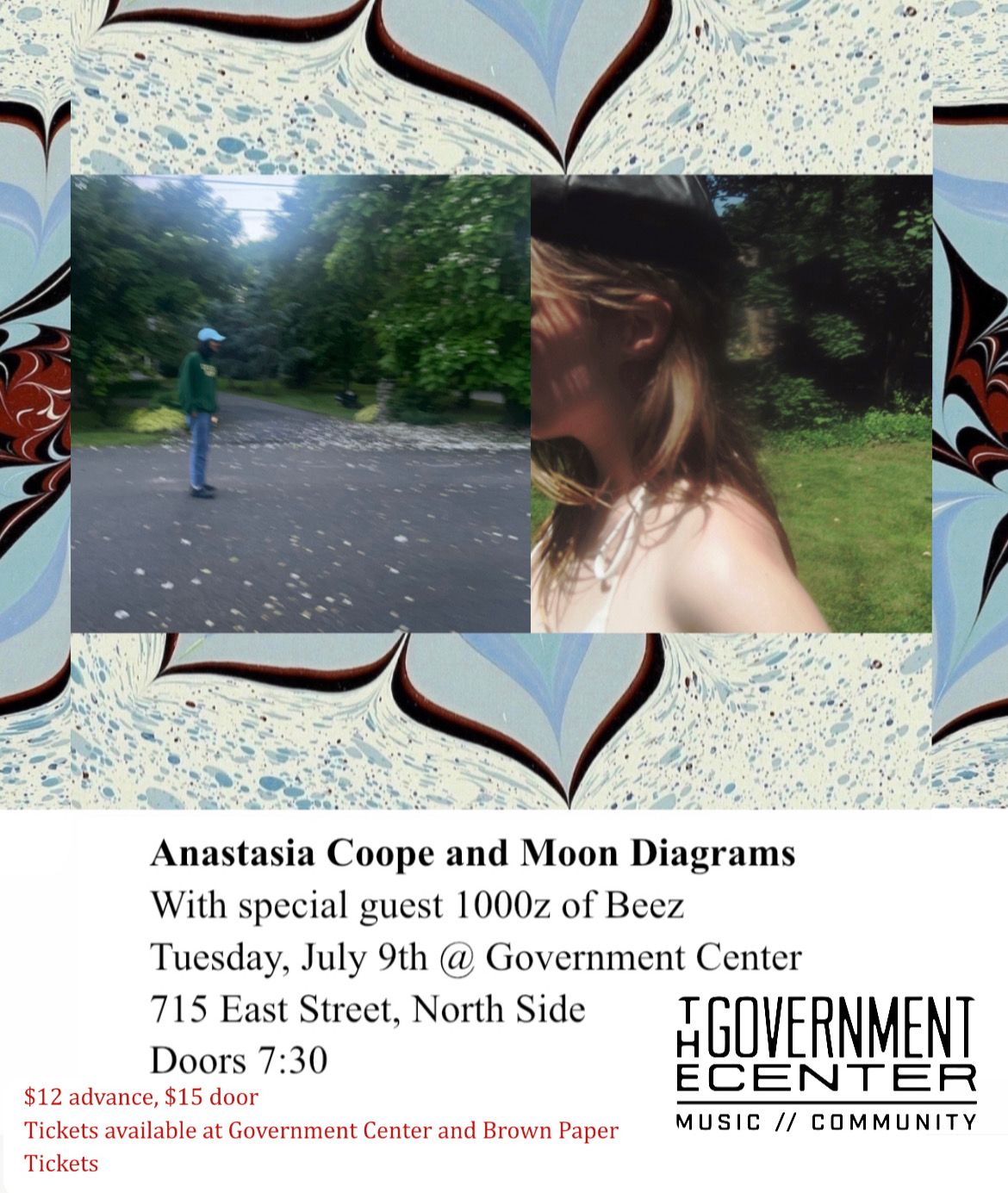 Anastasia Coope (NYC), Moon Diagrams (Moses A. of Deerhunter), 1000z of Beez at Govt Ctr