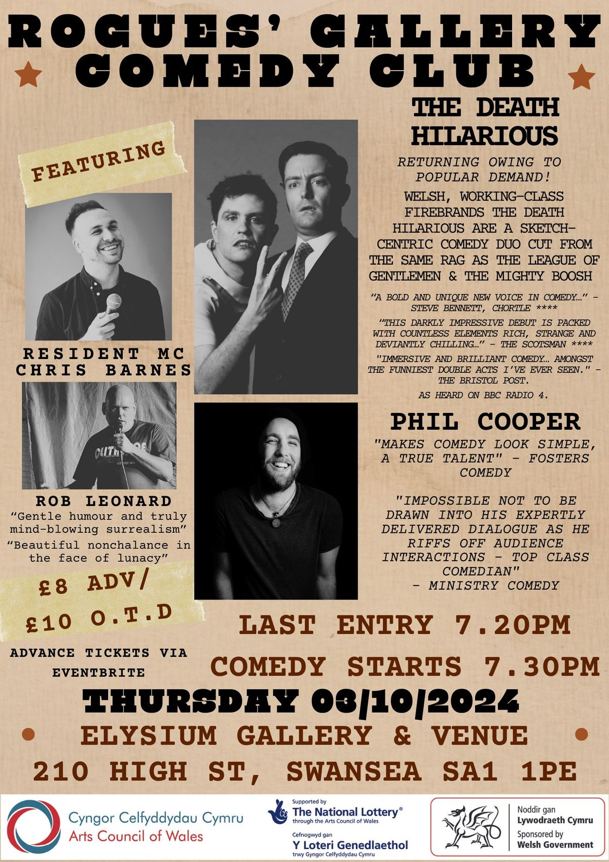 Rogues' Gallery Comedy Club feat The Death Hilarious + Phil Cooper + Rob Leonard + MC Chris Barnes