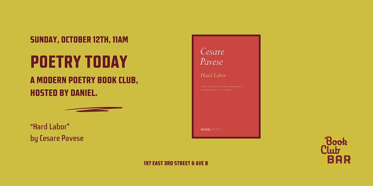Poetry Today book club: "Hard Labor" by Cesare Pavese