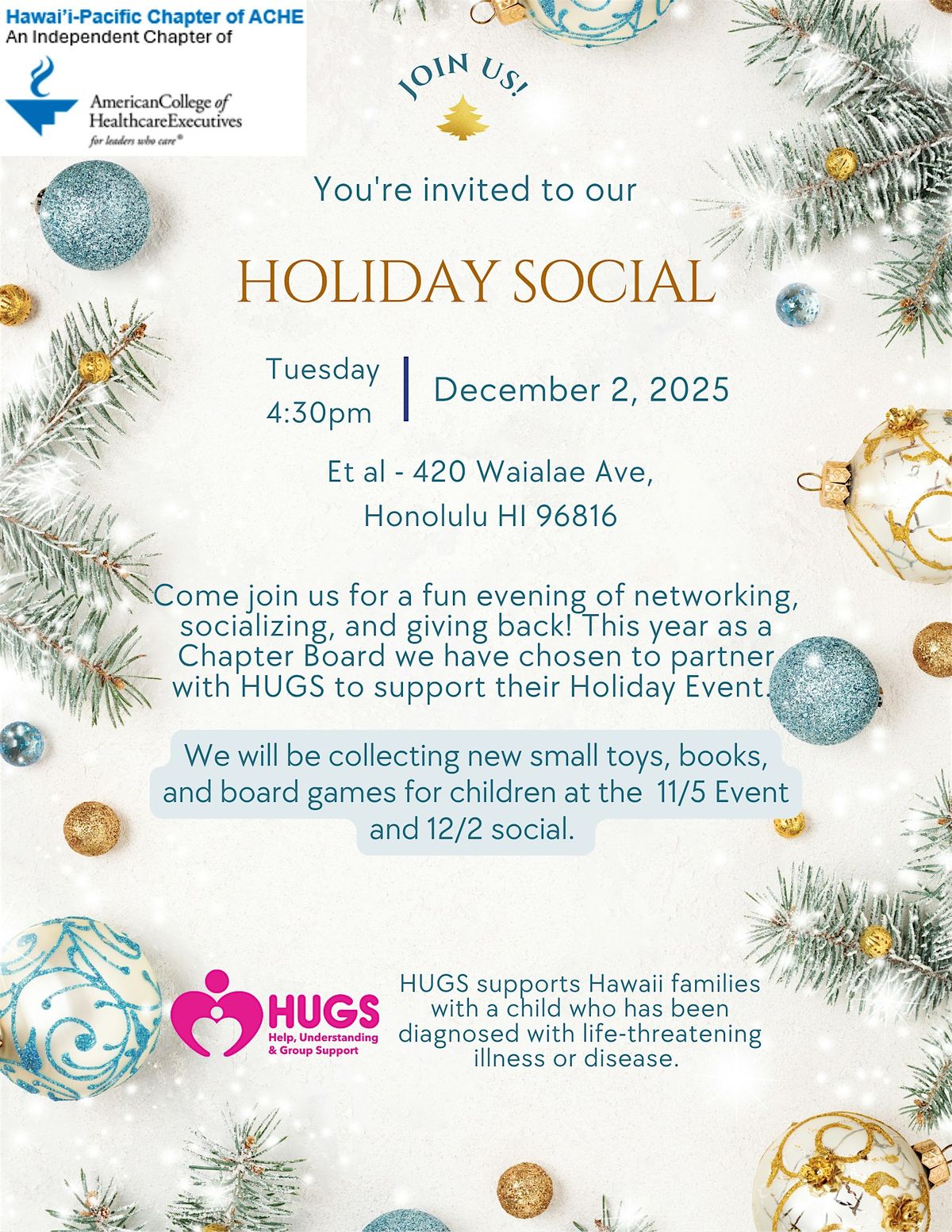 Hawaii - Pacific Chapter of ACHE: Holiday Social