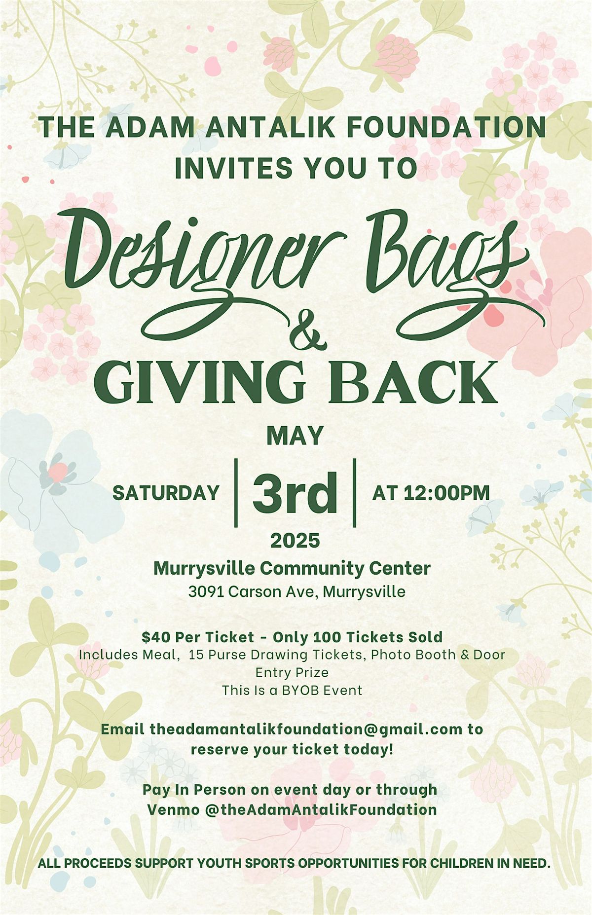 Designer Bags & Giving Back - An Adam Antalik Foundation Event