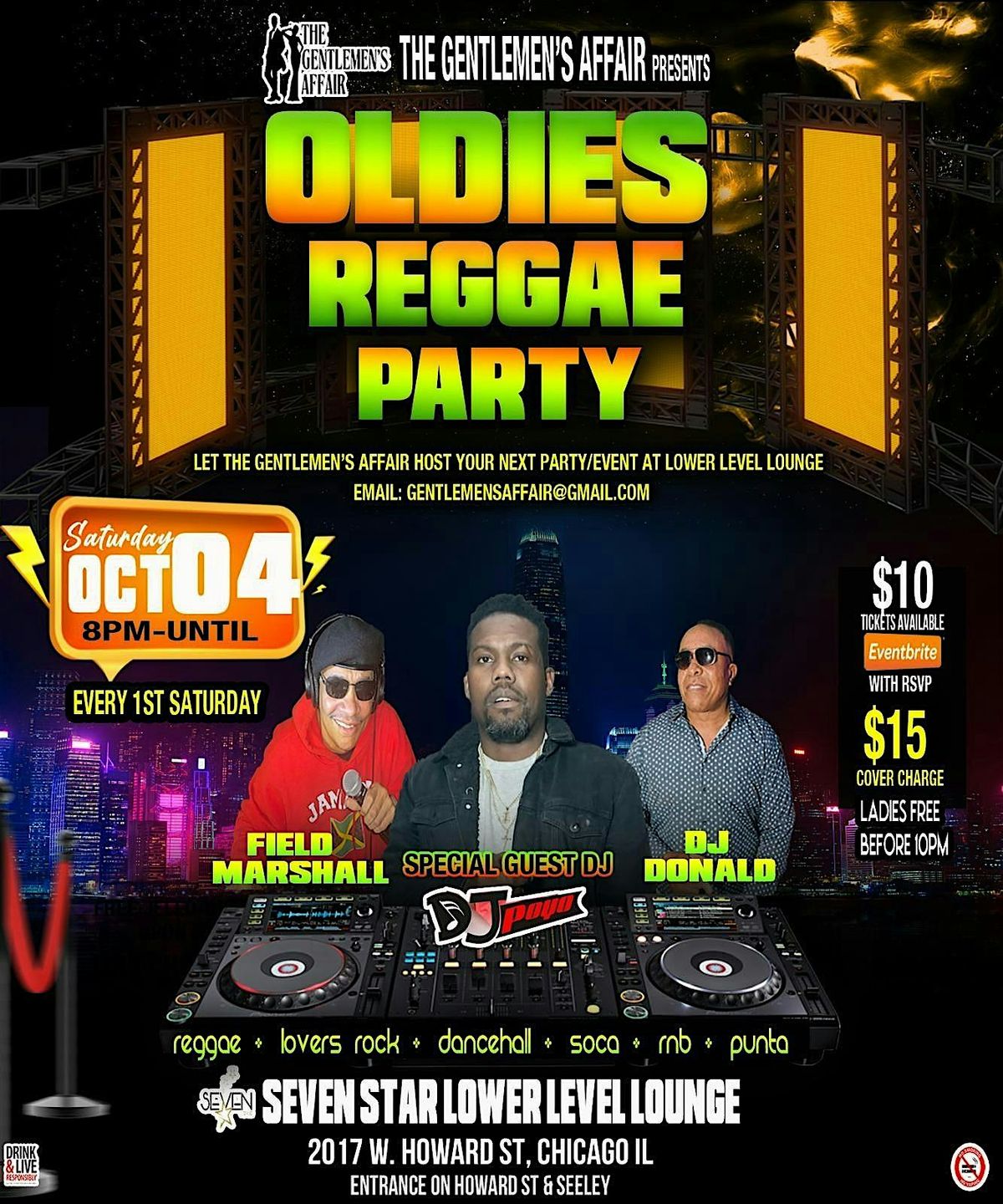 THE GENTLEMEN'S AFFAIR Present 1st Saturday's Oldies Reggae Party
