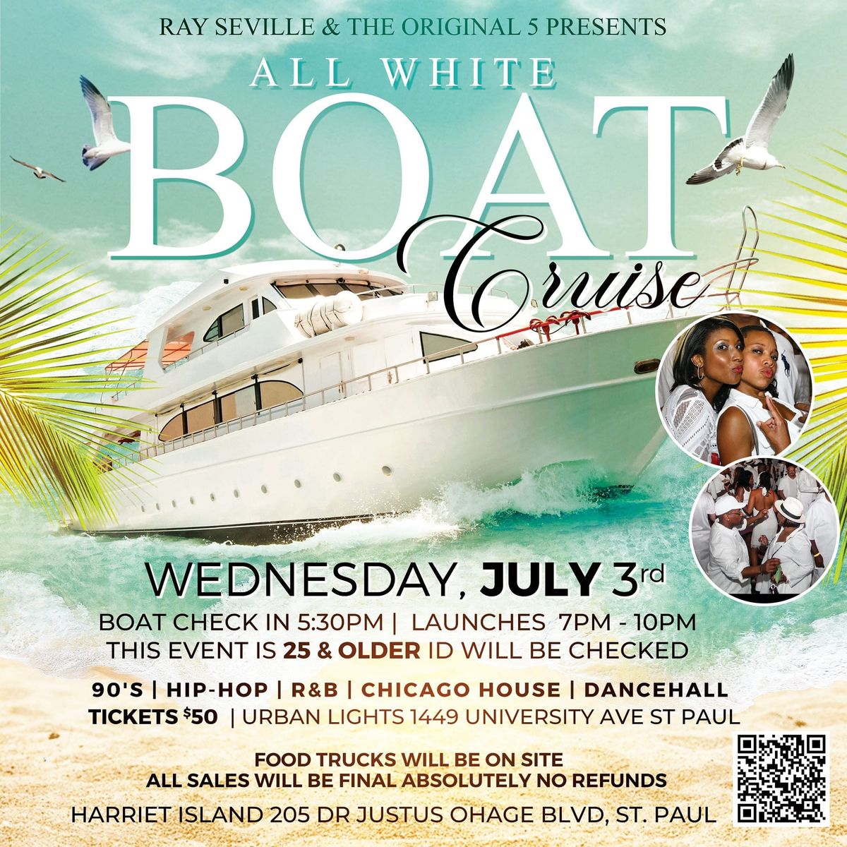 90'S THROWBACK ALL WHITE BOAT CRUISE