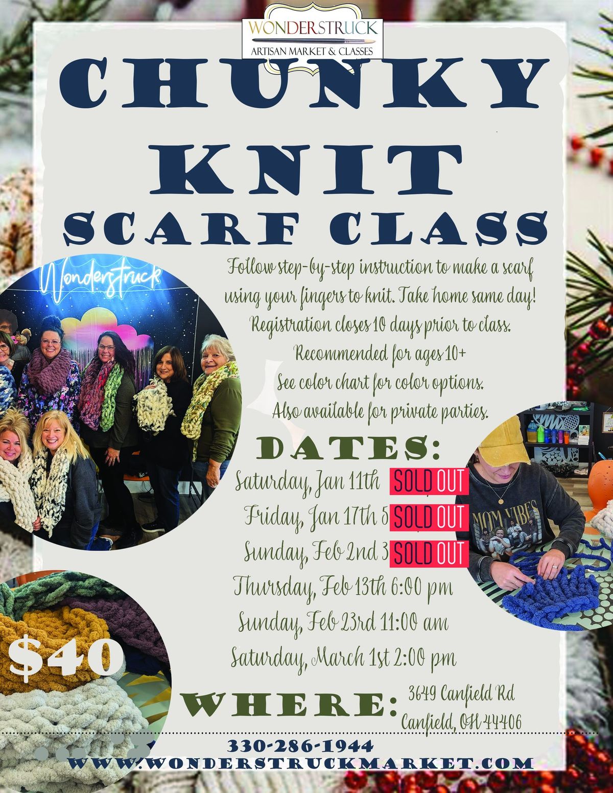 Chunky Knit Scarf Class Feb 13th 6 pm 