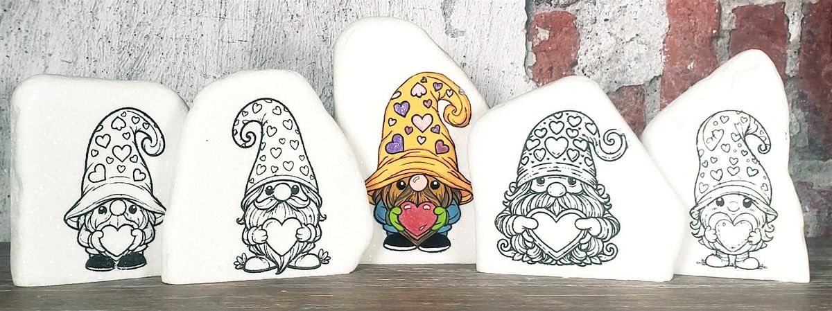 Gnomes on Stones Valentine's Painting Class