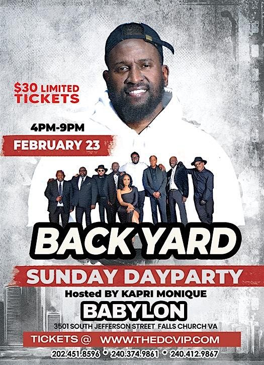 BACKYARD BAND + DAYPARTY + SUNDAY FEB 23 + 4PM-9PM