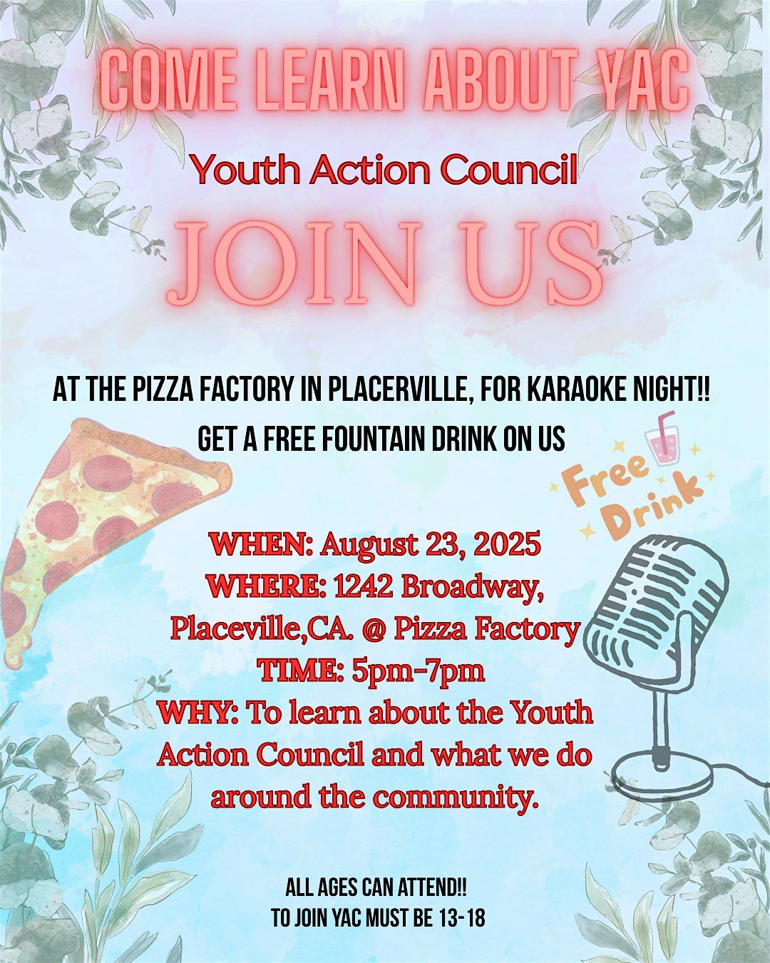 "Get To Know YAC" Pizza Party