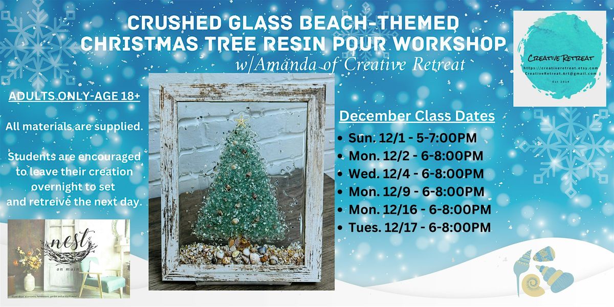 Crushed Glass  Beach-Themed Christmas Tree Resin Pour Workshop w\/Amanda