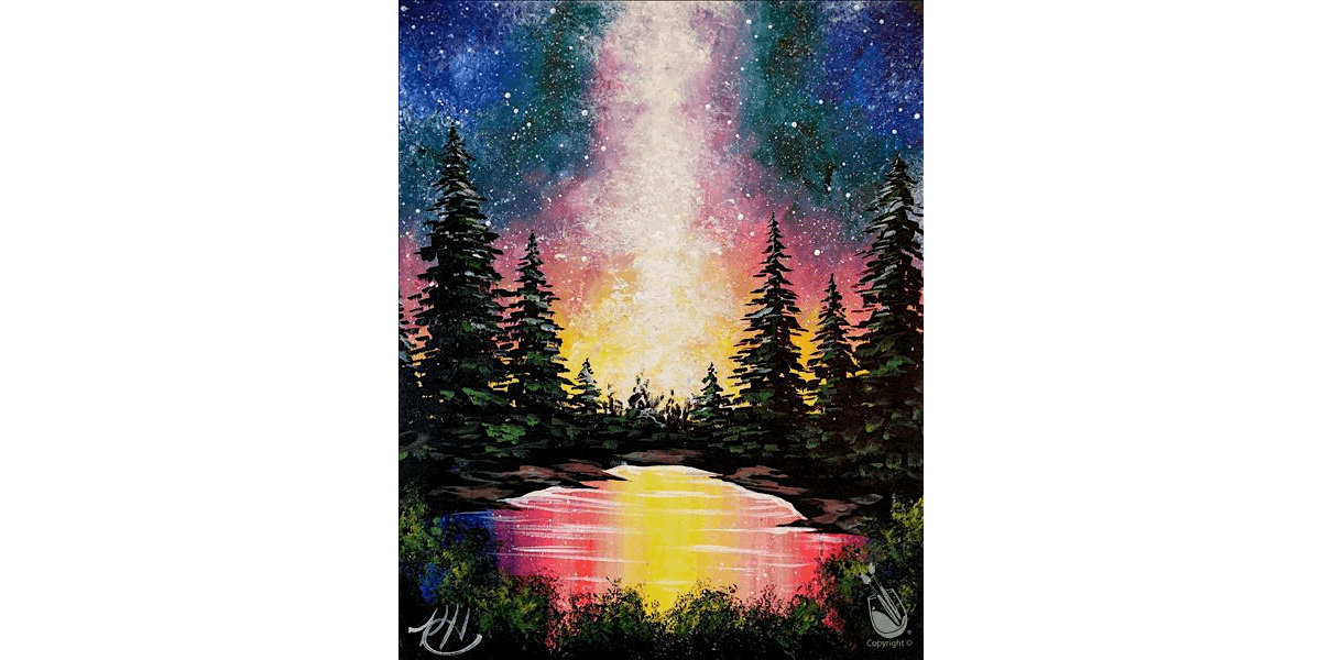 Enchanted Woods Under Cosmic Galaxies - Paint and Sip in Houston | Classpop!\u2122