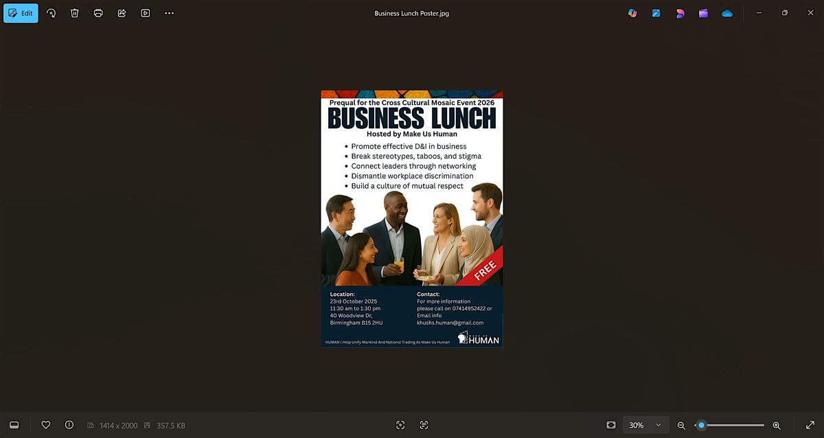 Business Lunch - Hosted by Make Us Human