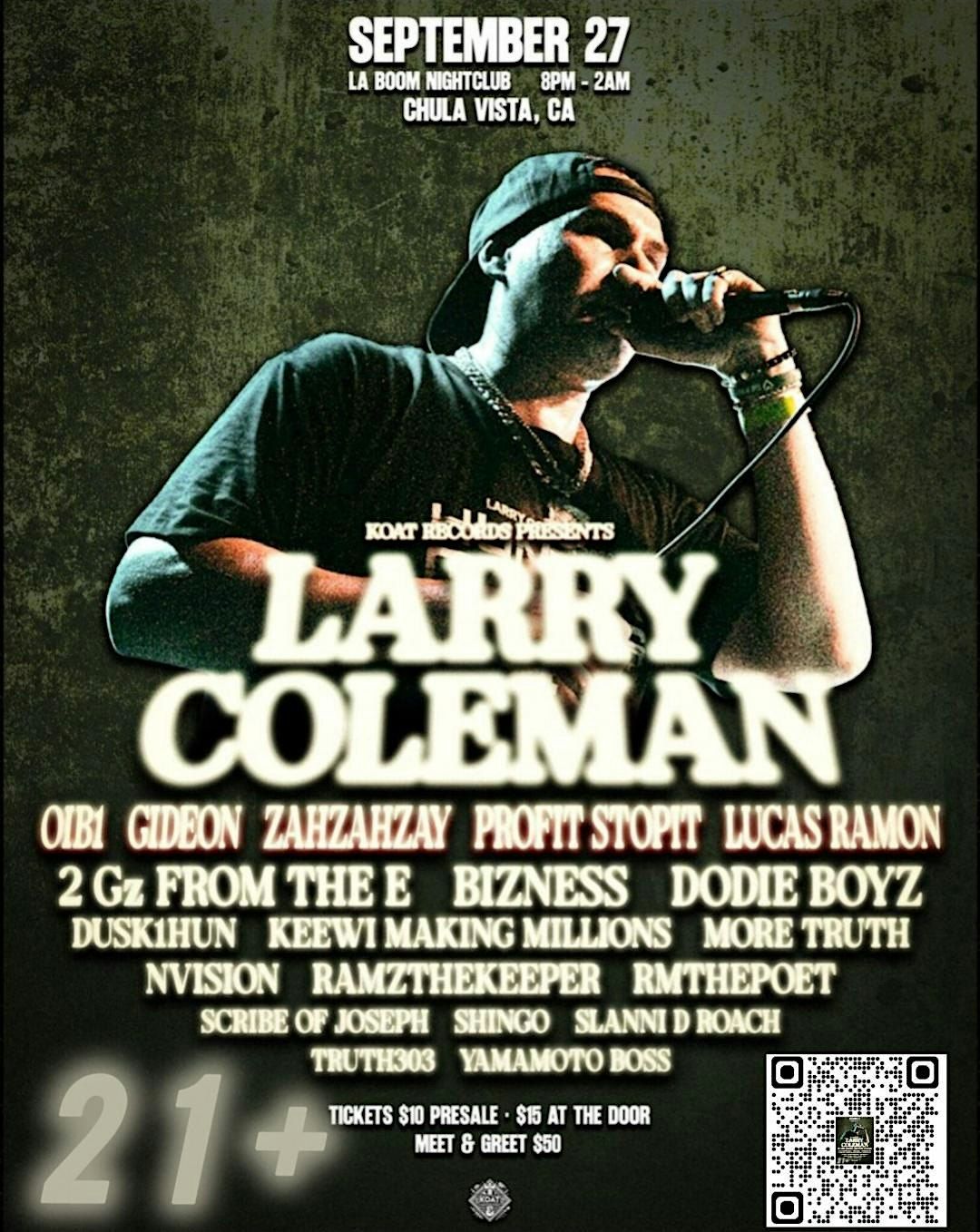 Larry Coleman live in San Diego!