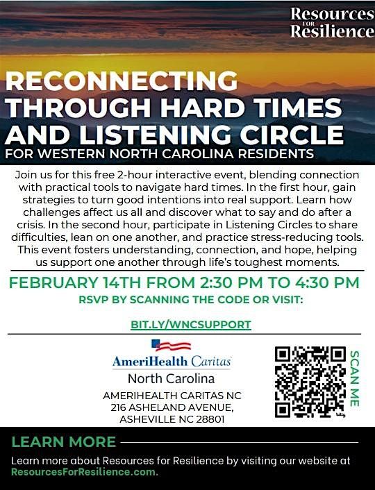 Reconnecting Thru Hard Times & Listening Circle w\/ Resources for Resilience