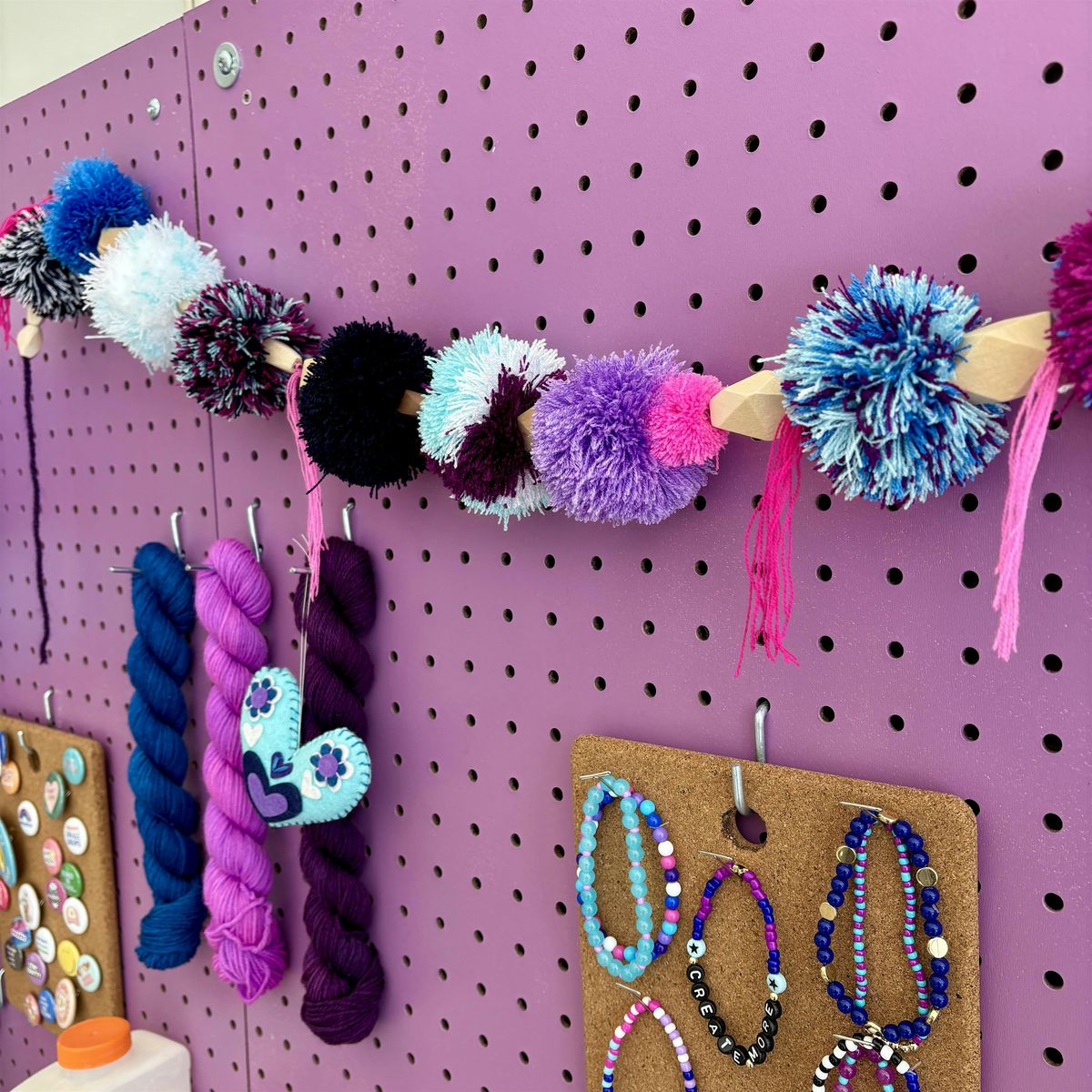 Pompom and tassel garland craft workshop in Montgomery County, Md.