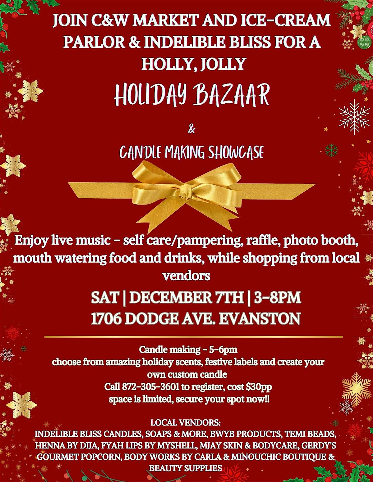 Holly, Jolly Holiday bazaar & Candle making showcase