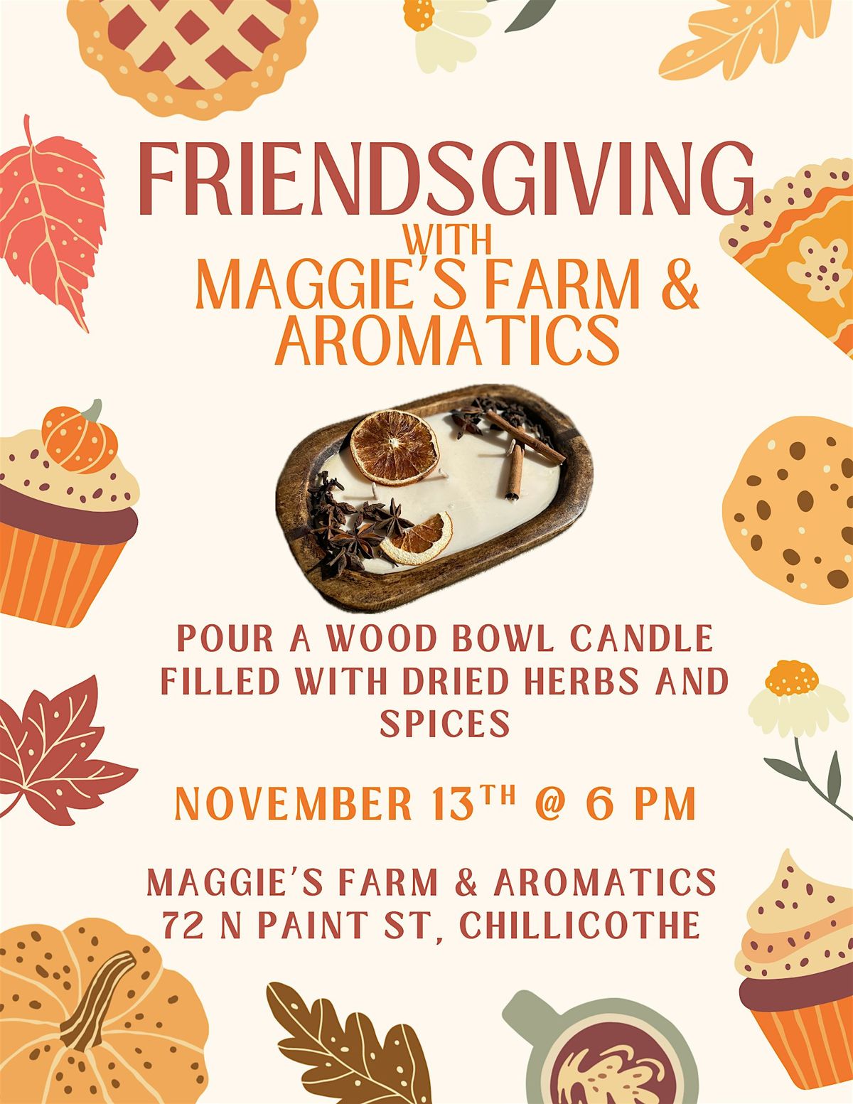 Friendsgiving: A Wood Bowl  Candle Workshop.