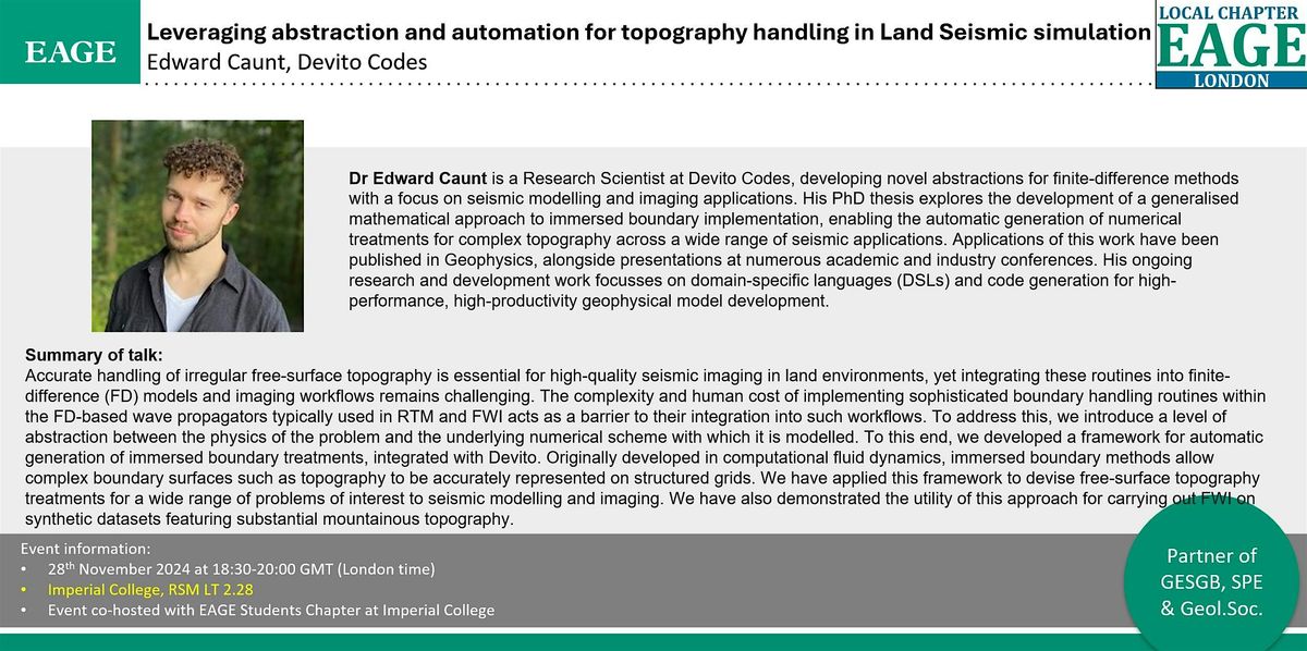 EAGE London:  Topography handling in Land Seismic simulation