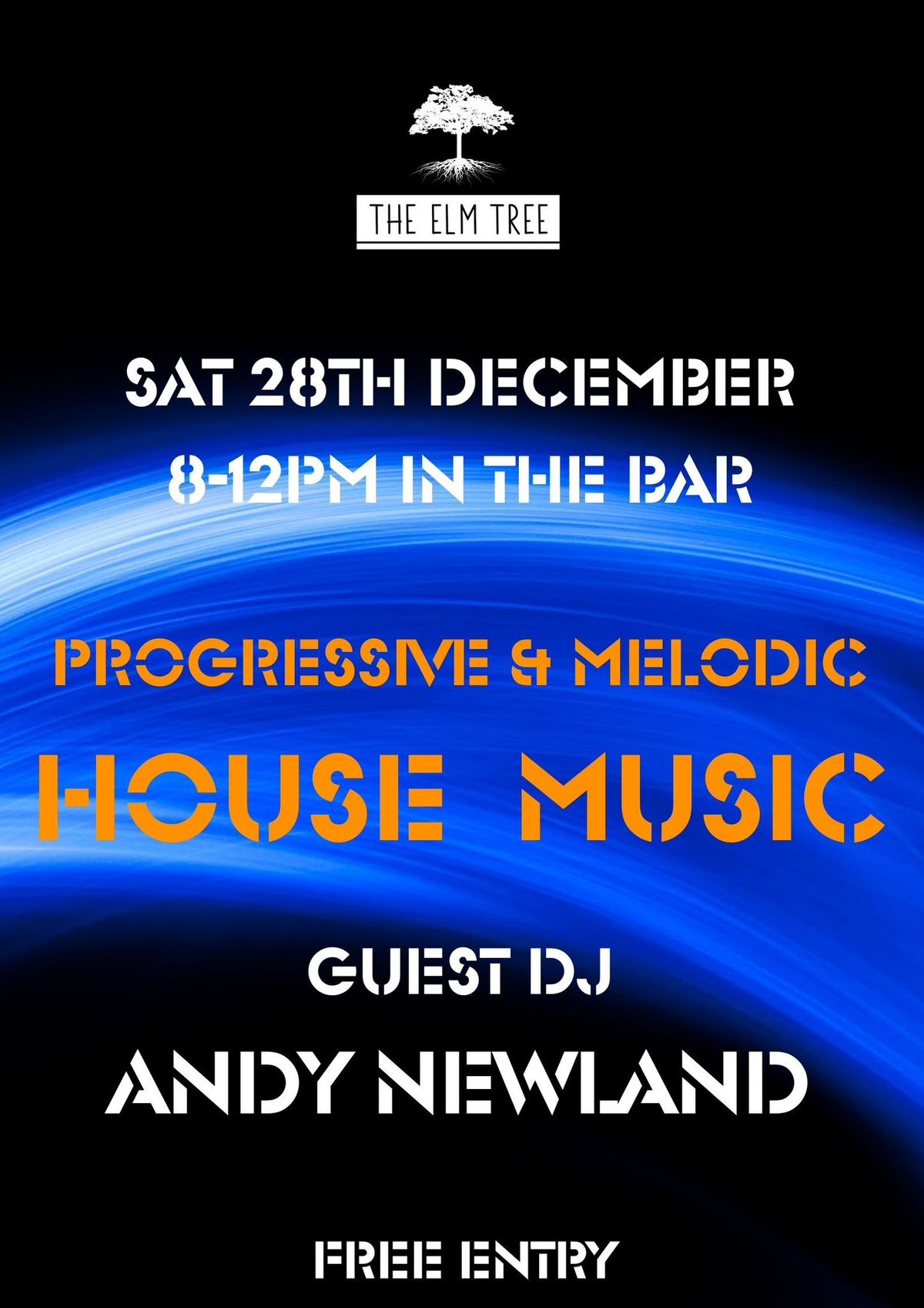 House Music by DJ Andy Newland - Free Entry - Main Bar at The Elm Tree - Sat 28th Dec 8-12pm