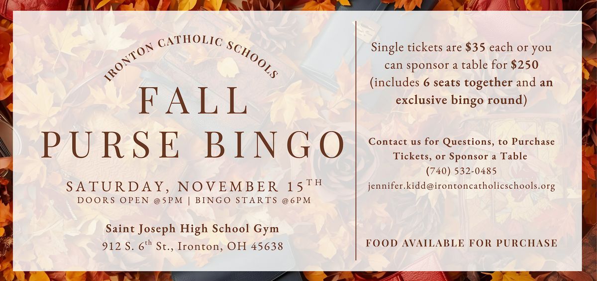 Fall Purse Bingo - Ironton Catholic Schools