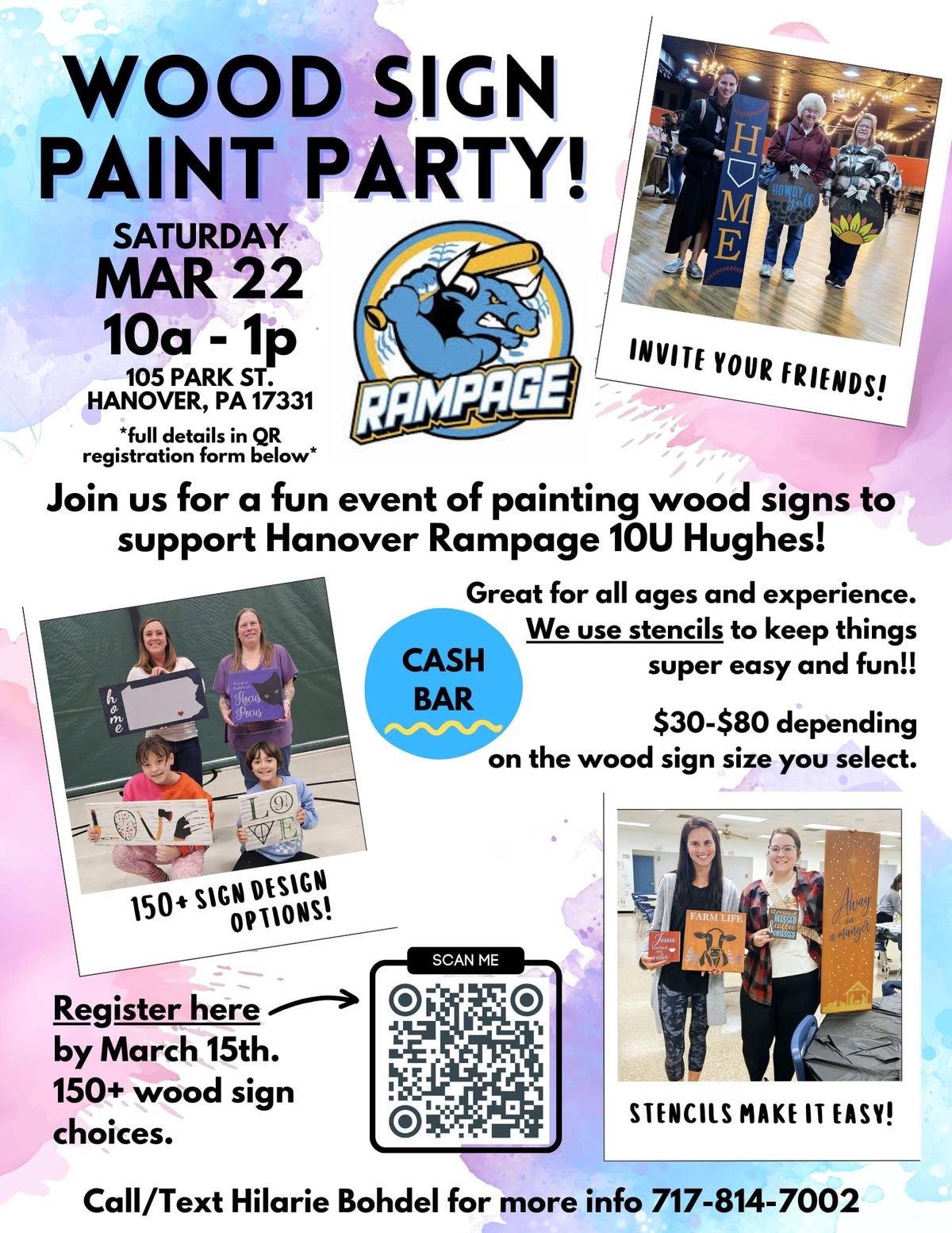 Paint Day for 10U Rampage-Hughes, Saturday March 22 @10a