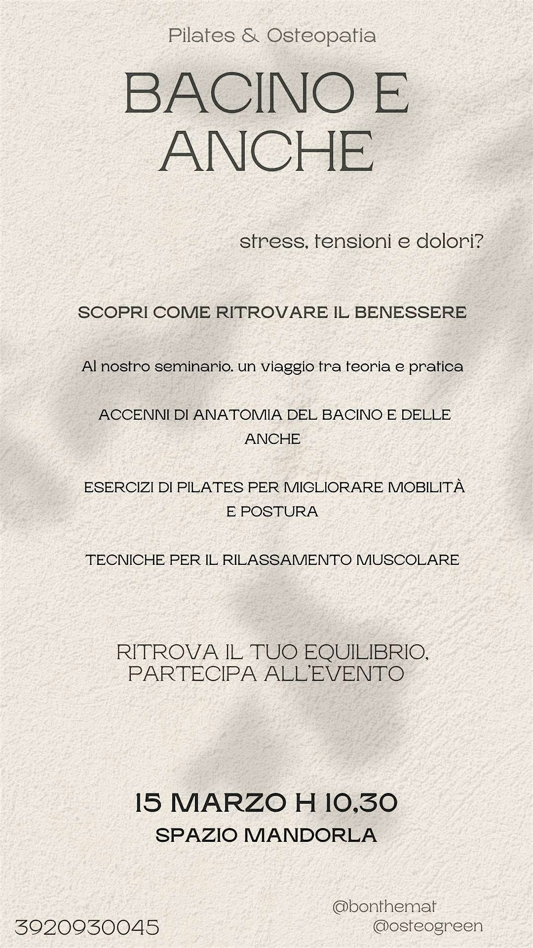 Workshop Osteopatia e Pilates - Bacino e Anche