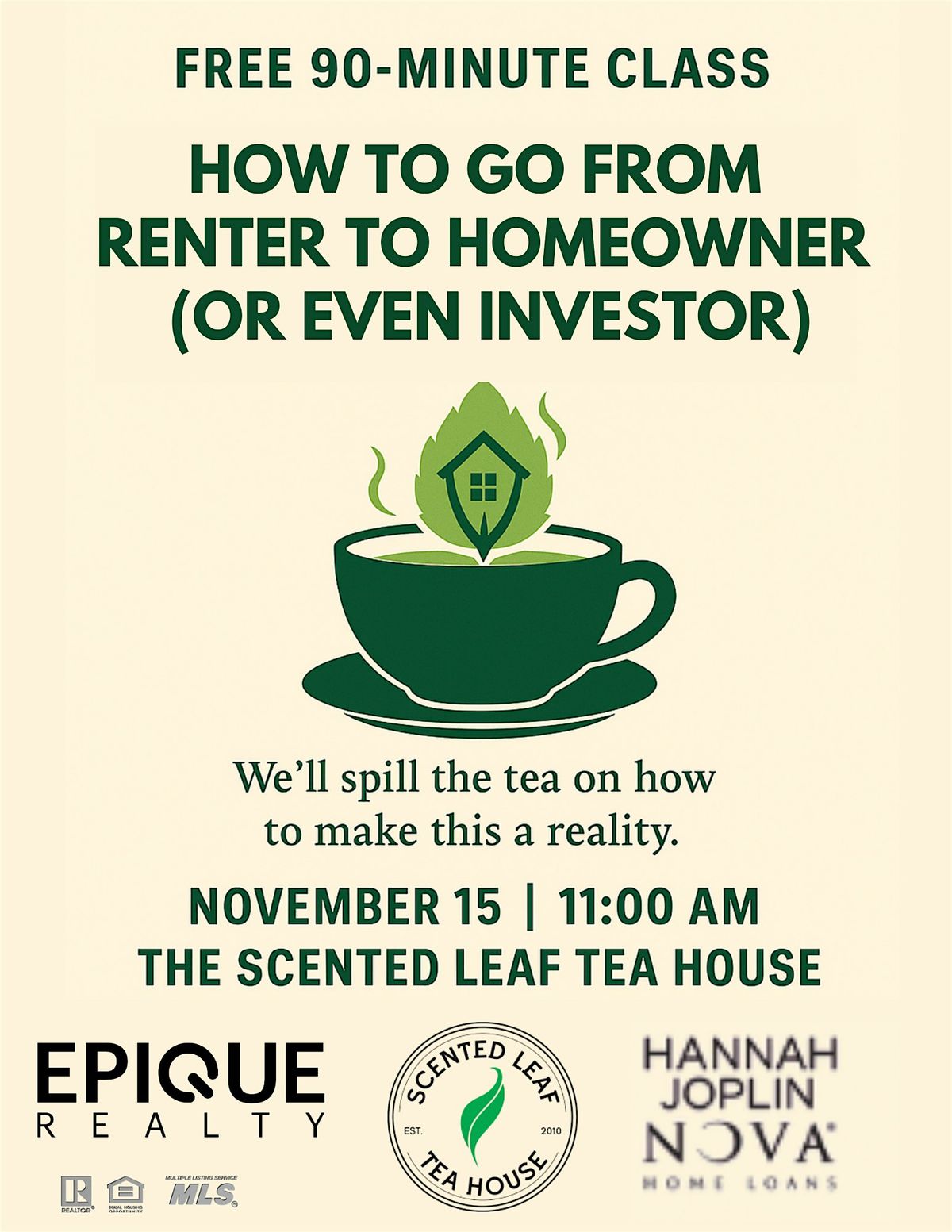 Free 90 minute class how to go from renter to homeowner!