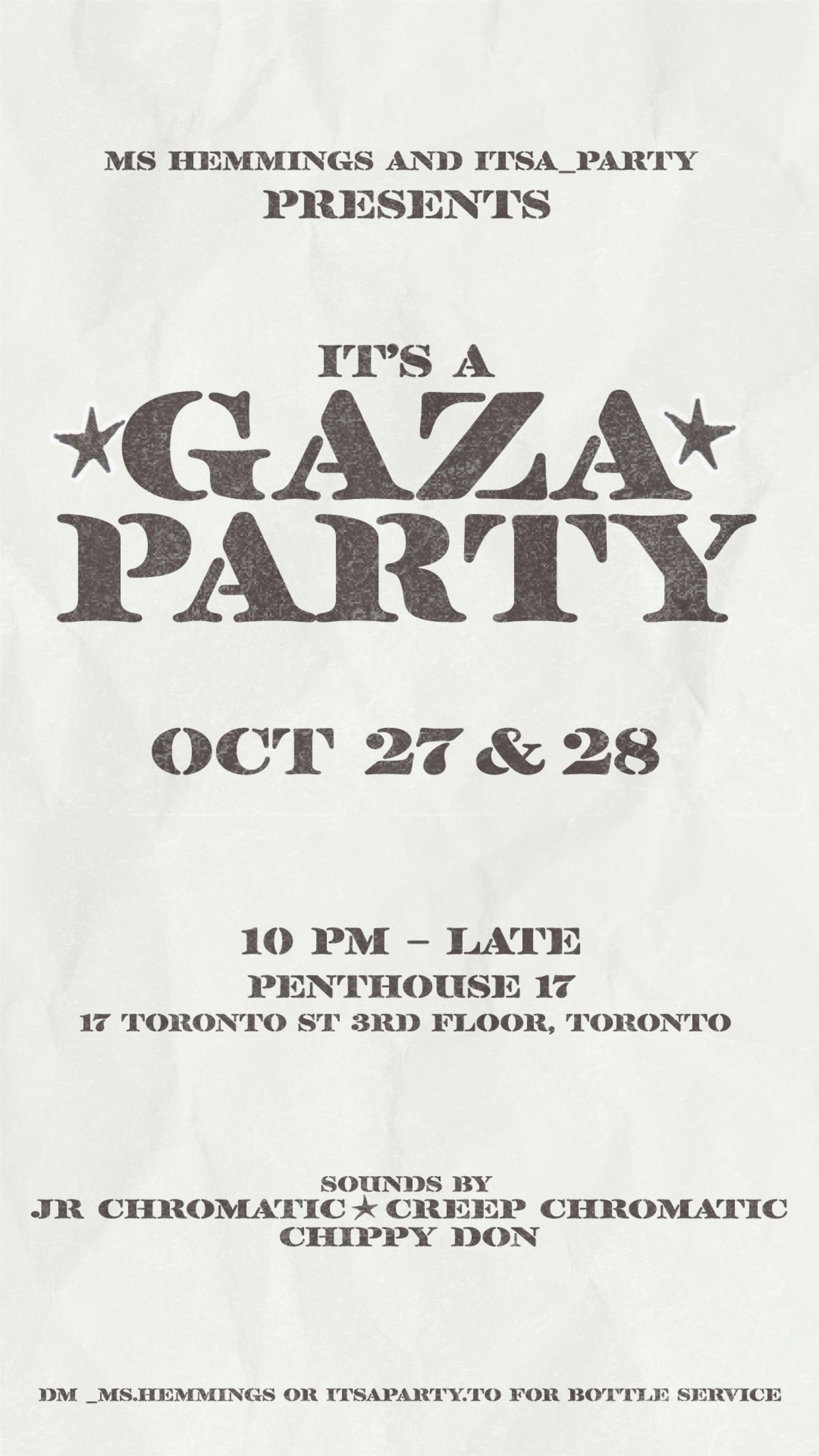 It\u2019s A Gaza Party (DAY 1- Oct 26)