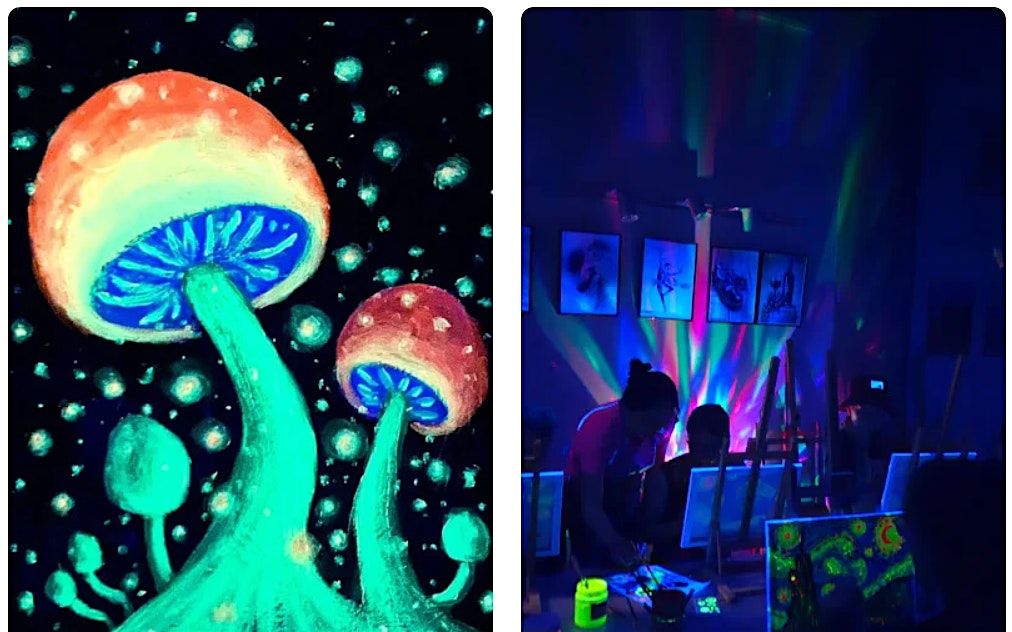 Neon Lights Paint and Sip Class:Magical Mushroom