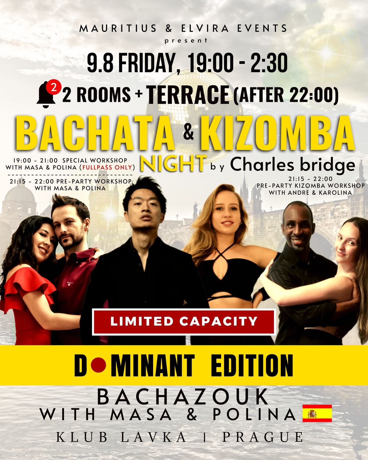 BACHAZOUK INTENSIVE with Masa & Polina (19:00-21) + Bachata & Kizomba by Charles Bridge (21:15-2:30)