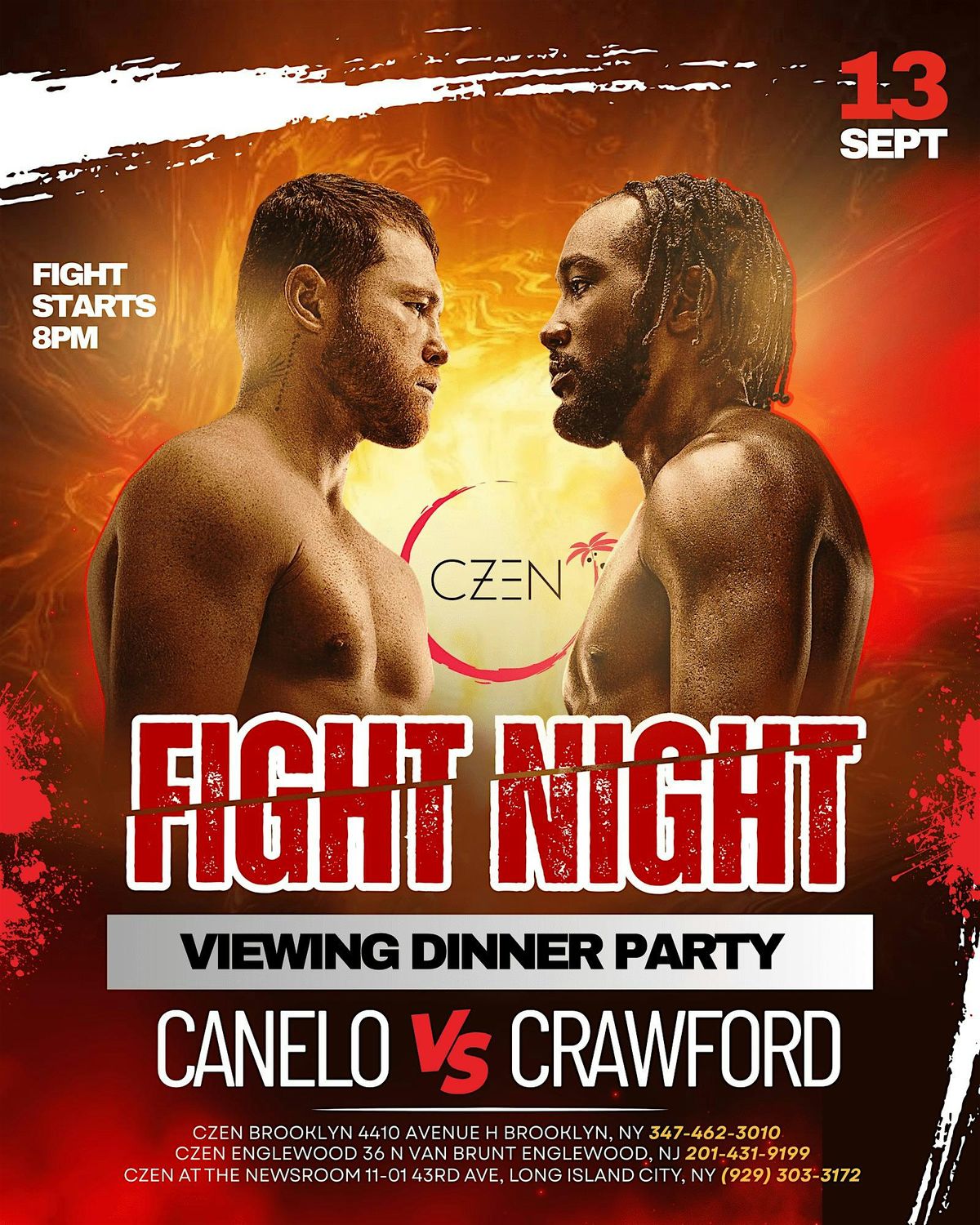 Fight Night Dinner Party \u2014 Canelo vs Crawford Live Viewing